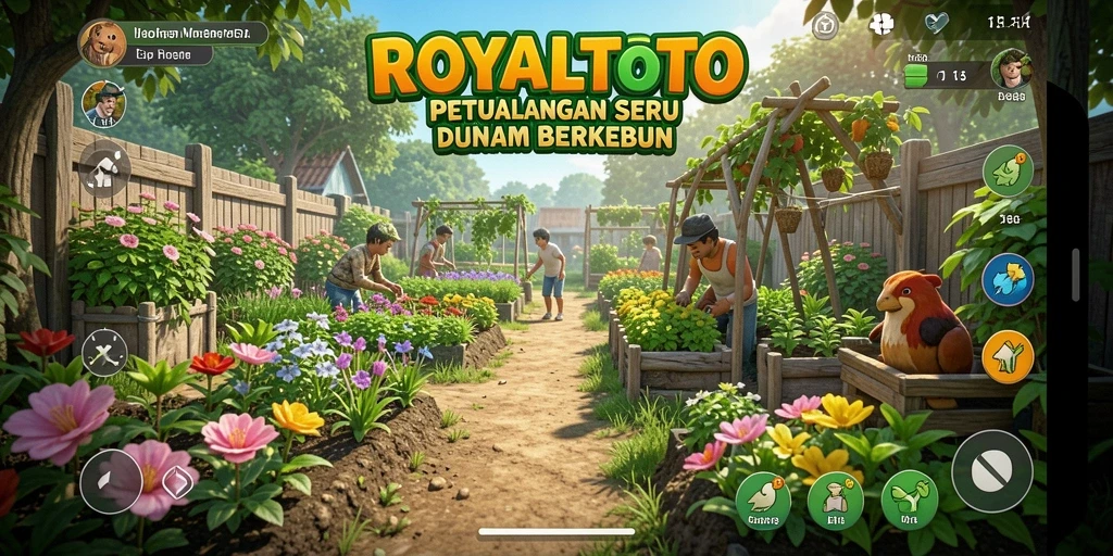 Screenshot gameplay ROYALTOTO yang menunjukkan dunia pertanian yang indah.