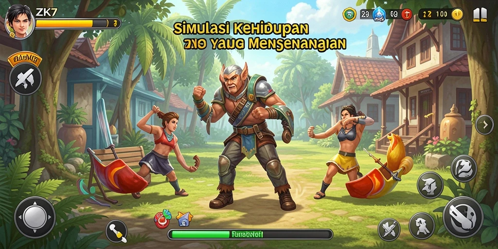 Tampilan gameplay ZK7 yang menampilkan momen interaksi karakter.